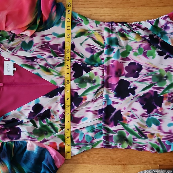 One33 Social Ruched Floral Print Crepe de Chine Dress Size 12 - Picture 10 of 12